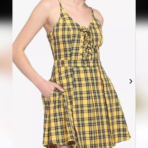 Hot Topic Yellow Plaid Dress Size Medium #2236
